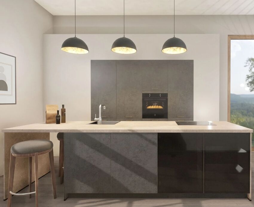 Zeitlose keittiö mit Quadra-ovet in mattaem liuskeharmaa. Die schlichten, eleganten Schränke und die keittiöninsel harmonieren hervorragend mit der hellen työtaso. Zeitlose keittiö mit Quadra-ovet in mattaem liuskeharmaa. Die schlichten, eleganten Schränke und die keittiöninsel harmonieren hervorragend mit der hellen työtaso.
